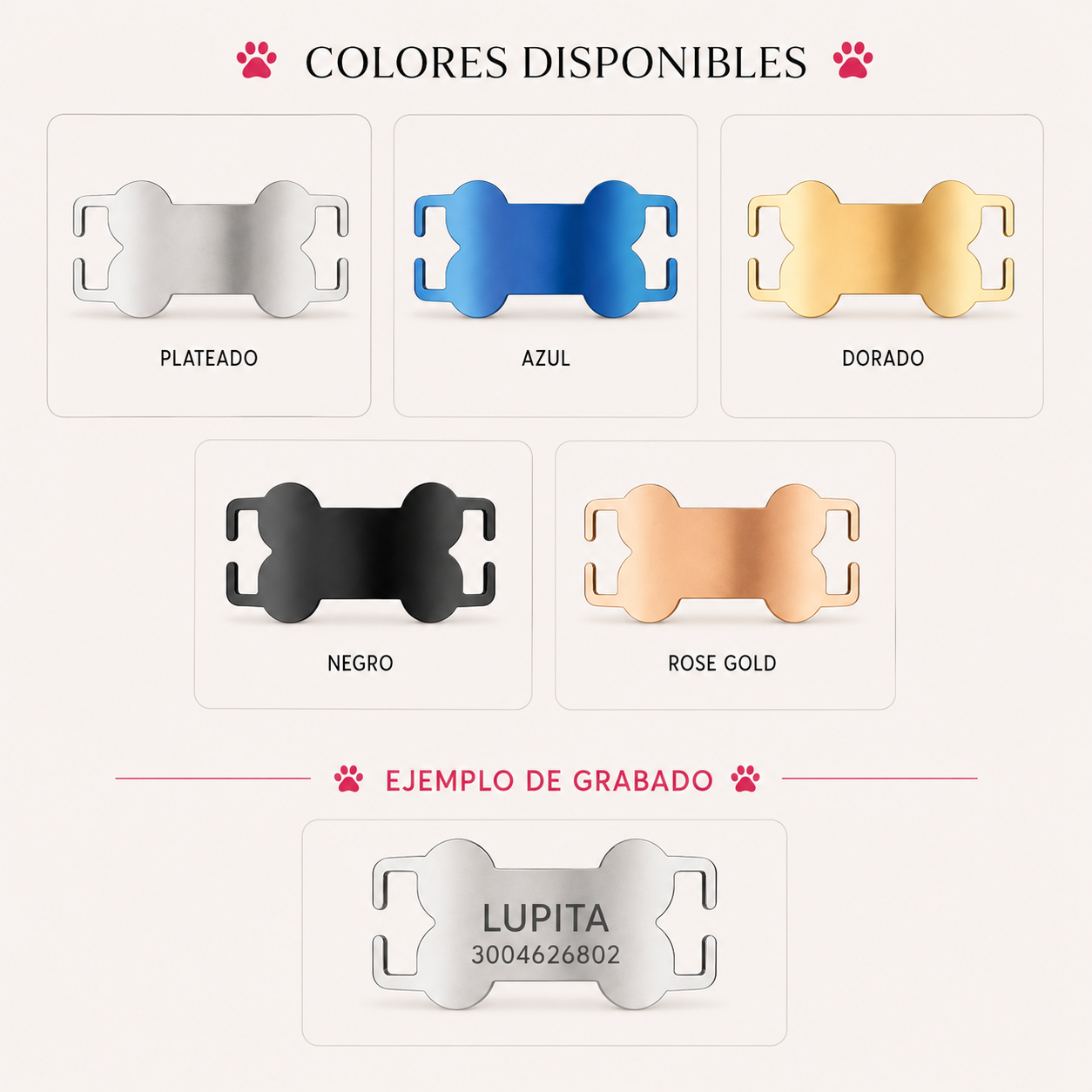 PLACA ACERO HUESO PARA COLLAR