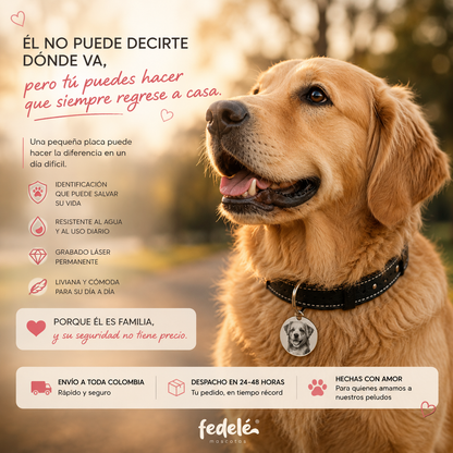 PLACA ID FOTO PERSONALIZADA PARA MASCOTA